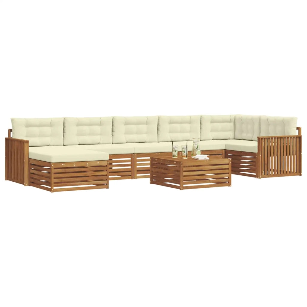 Set di divani da esterno con cuscino 8 pcs Naturale e Crema