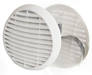 Griglia TONDA da 80  a 100 mm TERMOFLEX bianco con molle ventilazione presa aria