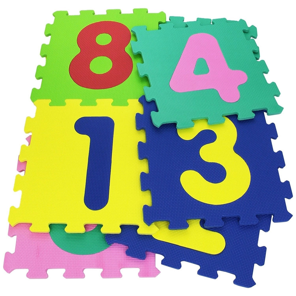 Trade Shop - Tappeto Puzzle Bambini Morbido Pavimento 10 Mattonelle 30x30cm Quadrati E Numeri -