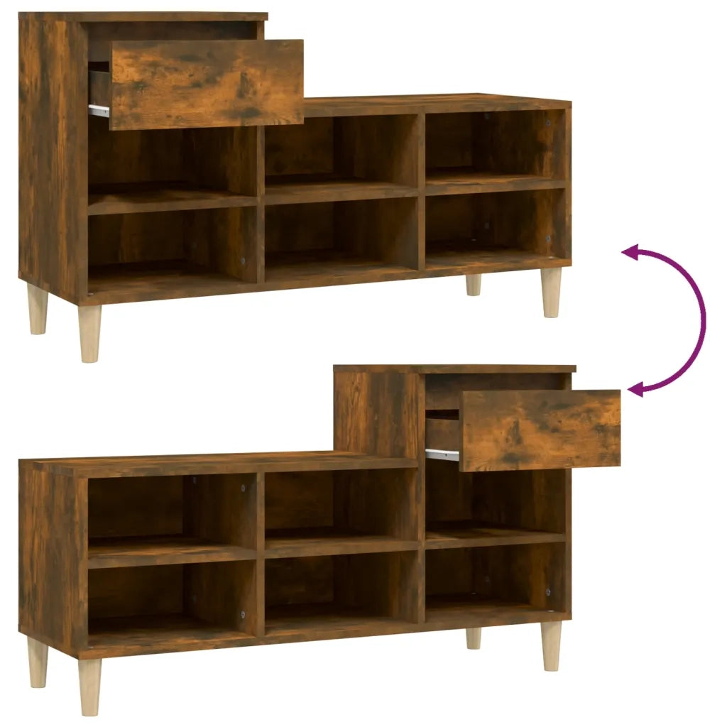 Scarpiera | Mobile per scarpe Rovere Fumo 102x36x60 cm in Legno Multistrato