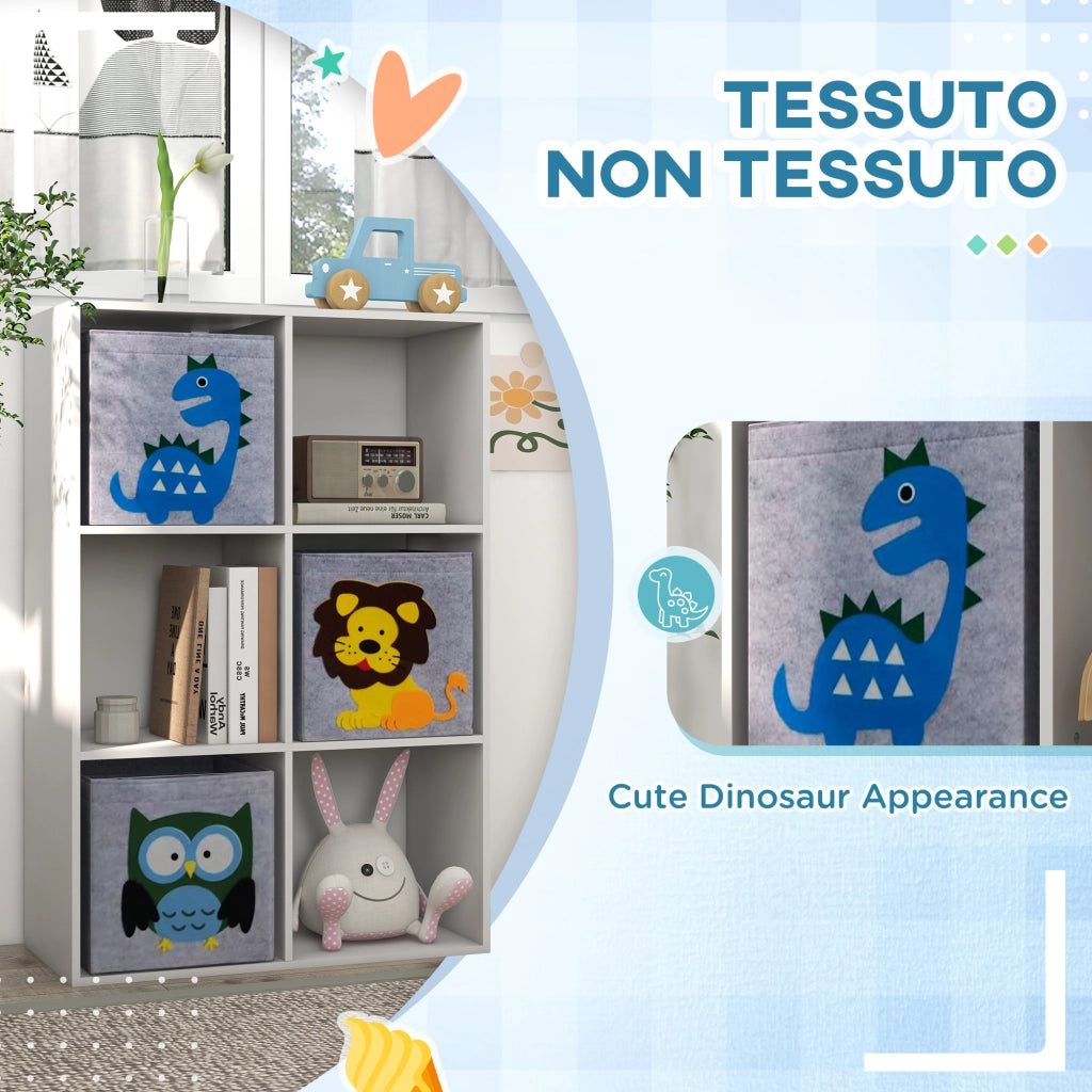 Libreria per Bambini a 6 Cubi ¨C zephmum ¨C Grigio e Bianco, MDF e Melamina, 61.8x29.9x91.5 cm