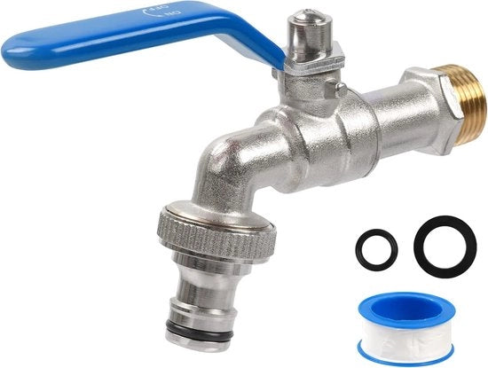 Tasca universale per giardino in ottone 1/2 pollice con connessione 3/4 pollice e cerniera PTFE (blu)