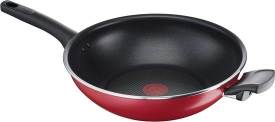 Wok in acciaio di alluminio da 30 cm - inducto, gas e forno - visualizzazione del segnale termico - rivestimento in titanio - manico ergonomico in materiale termo-resistente