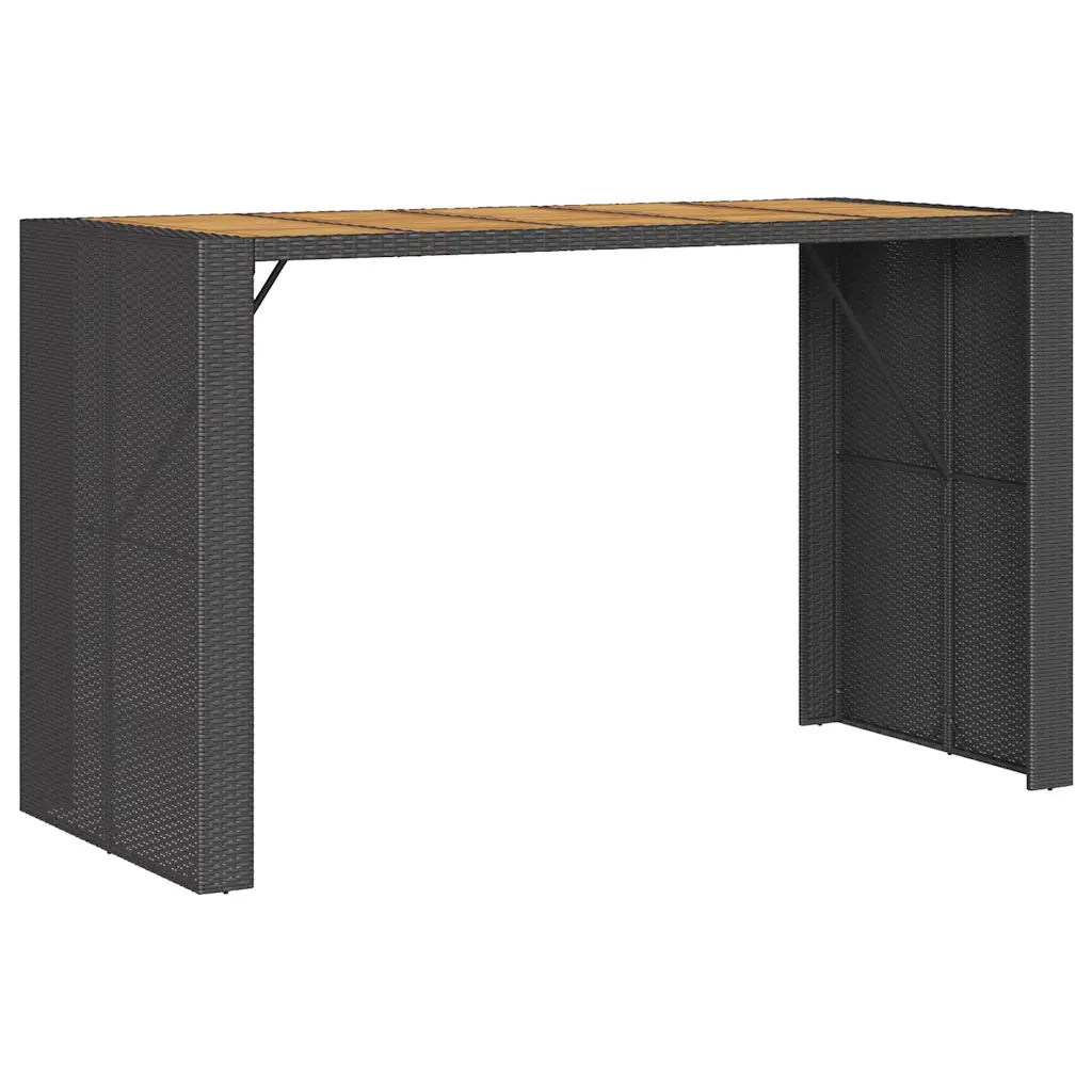 Set Bar da Giardino 5 pz con Cuscini Nero in Polyrattan Acacia 3328901