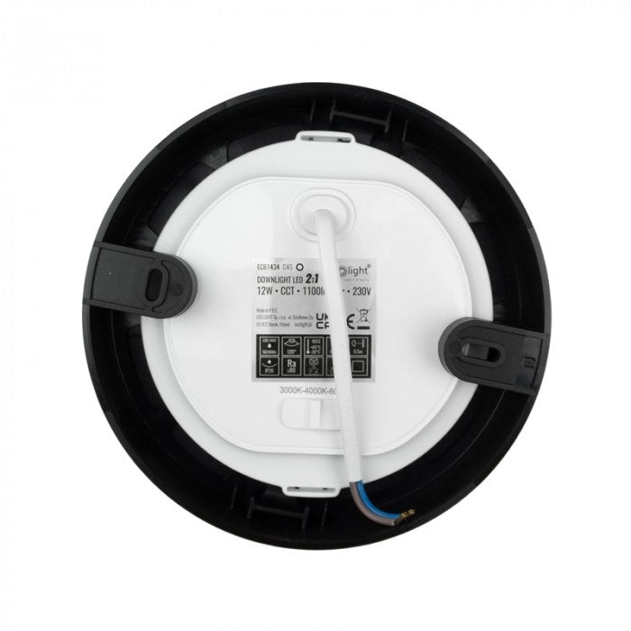 Downlight LED rotondo 12W CCT nero Ecolight