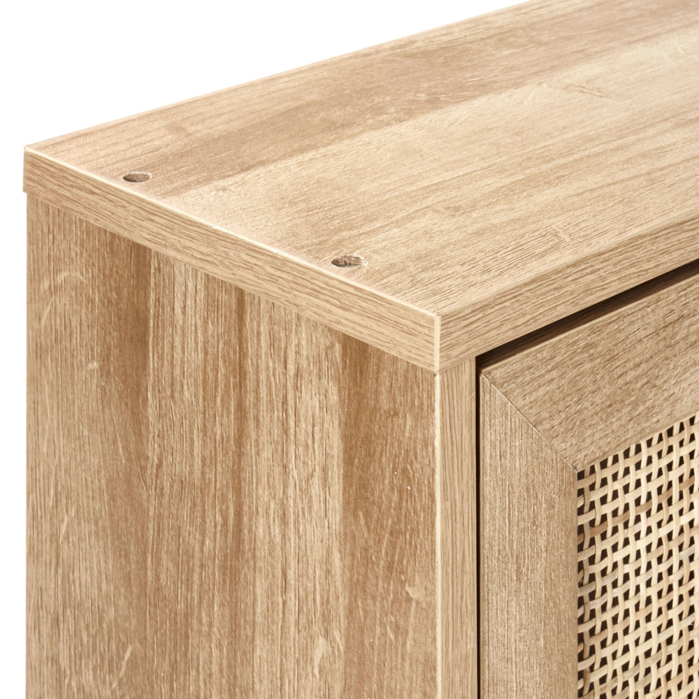 Armadietto da bagno in particelle di legno chiaro Rattan intrecciato 40 x 60 cm Boho Design
