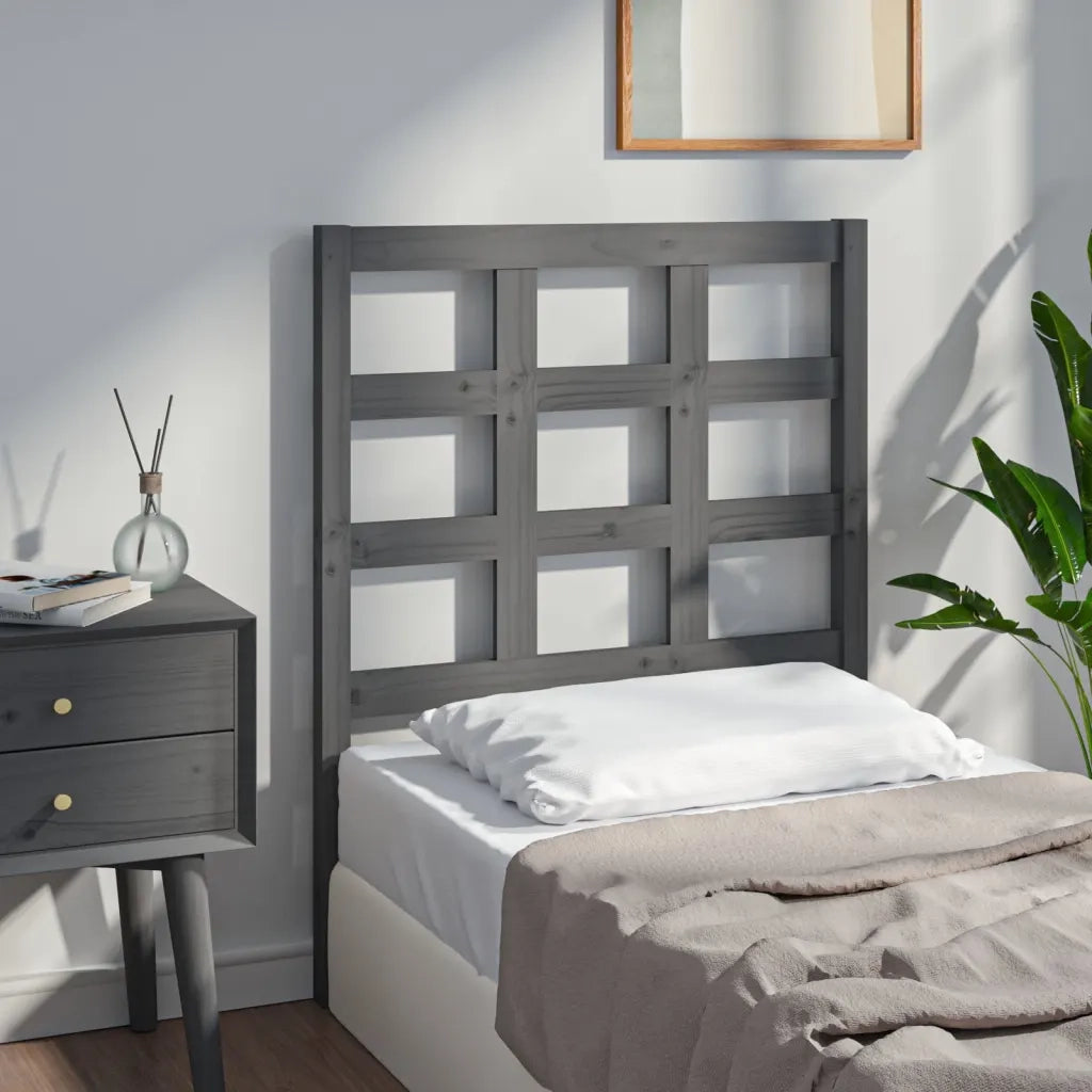 Testiera | Testata Letto Grigia 80,5x4x100 cm in Legno Massello di Pino