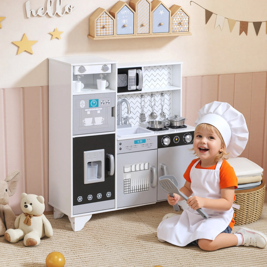 Cucina Giocattolo in Legno con Sonoro ¨C zephmum ¨C Bianco 60x30x80 cm