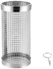 Grill a rotante per barbecue in acciaio inossidabile con manico antiaderente per grigliare pesce e verdure accessori per barbecue per esterni per picnic campeggio fuochi da campo (20 cm)