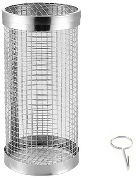 Grill a rotante per barbecue in acciaio inossidabile con manico antiaderente per grigliare pesce e verdure accessori per barbecue per esterni per picnic campeggio fuochi da campo (20 cm)