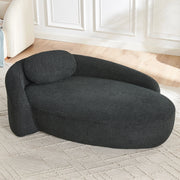 DIVANO compatto in tessuto Teddy nero con cuscino