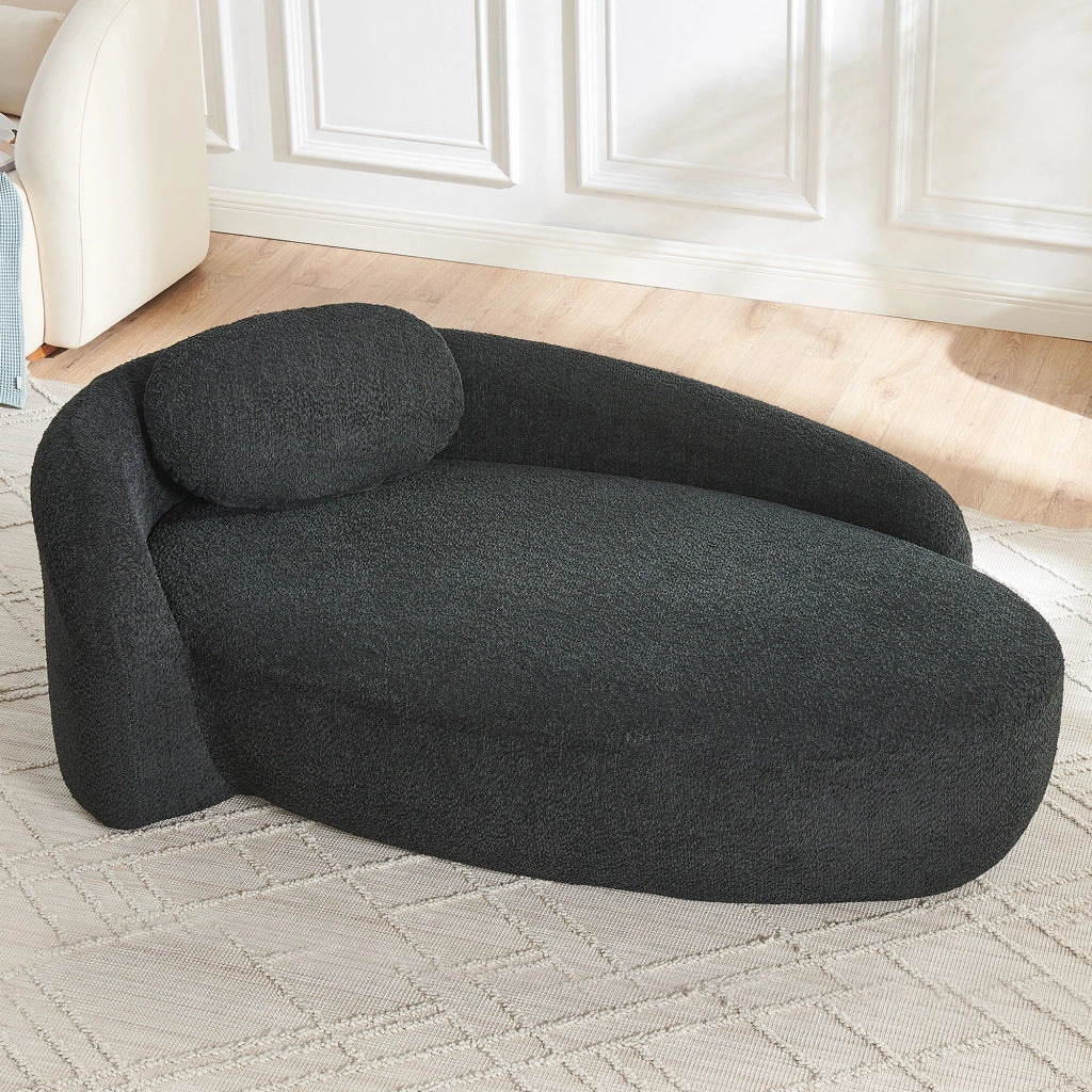 DIVANO compatto in tessuto Teddy nero con cuscino