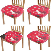 Set di cuscini per poltrone da sala da pranzo - design stretch lavabile - set da 4 pezzi con motivo fiocco di neve.