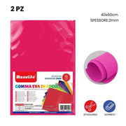 Trade Shop - 12pz Fogli In Gomma Eva Colore Fucsia Materiale Alta Qualità 40x60cm Spessore 2mm -