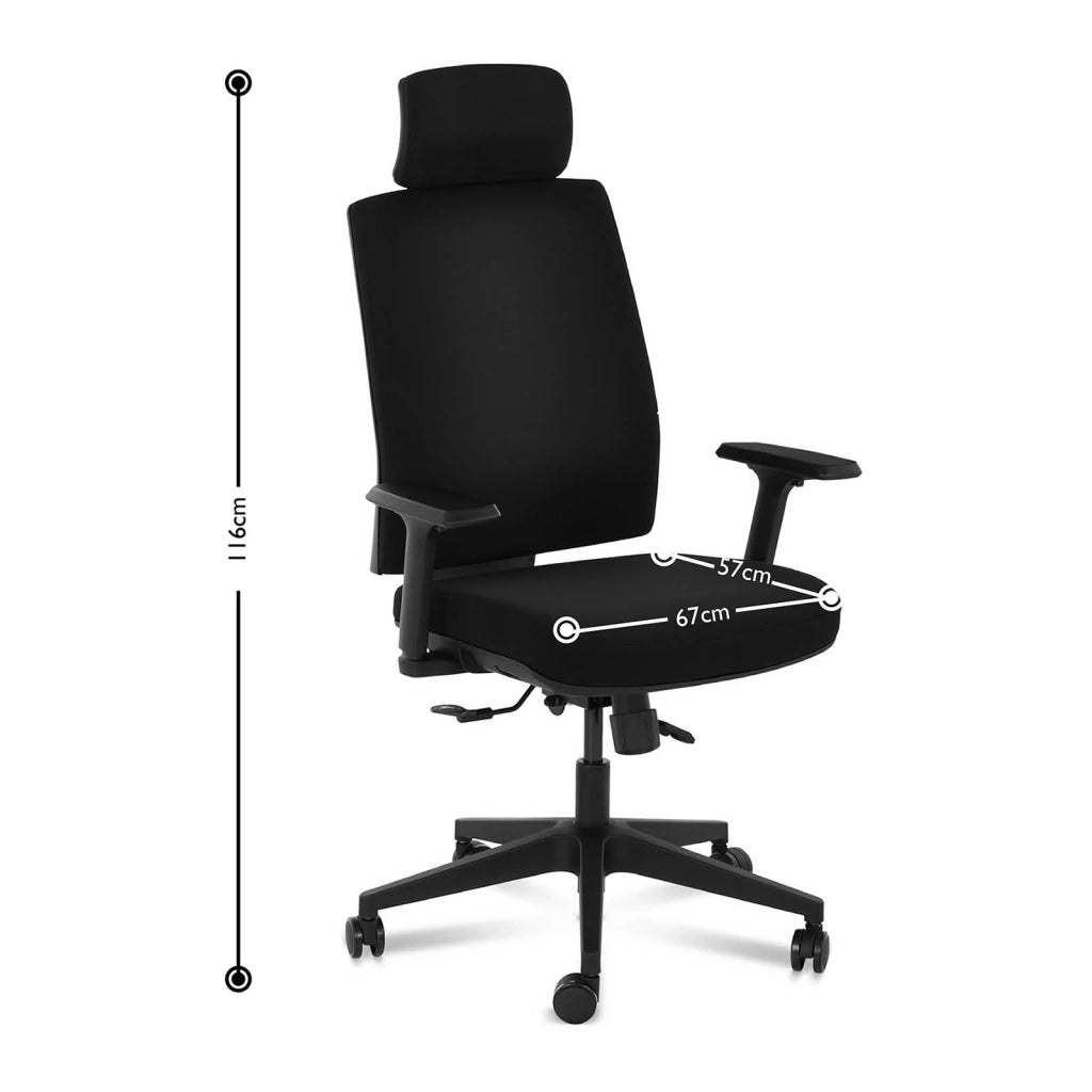 Poltroncina sedia da ufficio con poggiatesta portata massima 200 kg nero 14_0000882