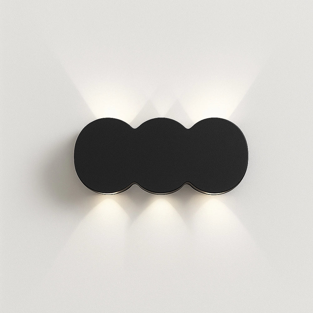 Applique da Muro con 6 Led Lampada a Parete Nera con Luce Bianco Freddo 15x8x3cm