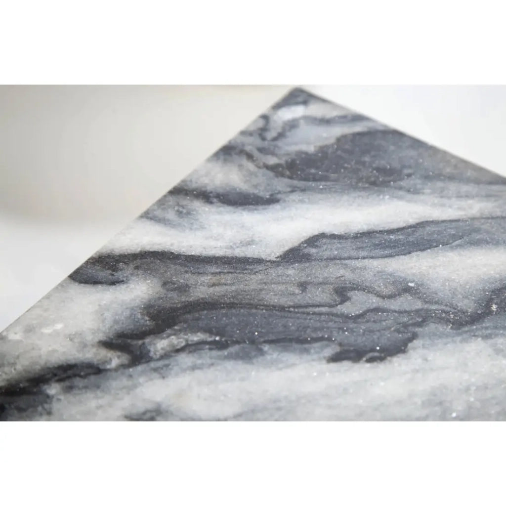 Tavolino VORTEX 50 cm in marmo grigio lucido con struttura in metallo nero