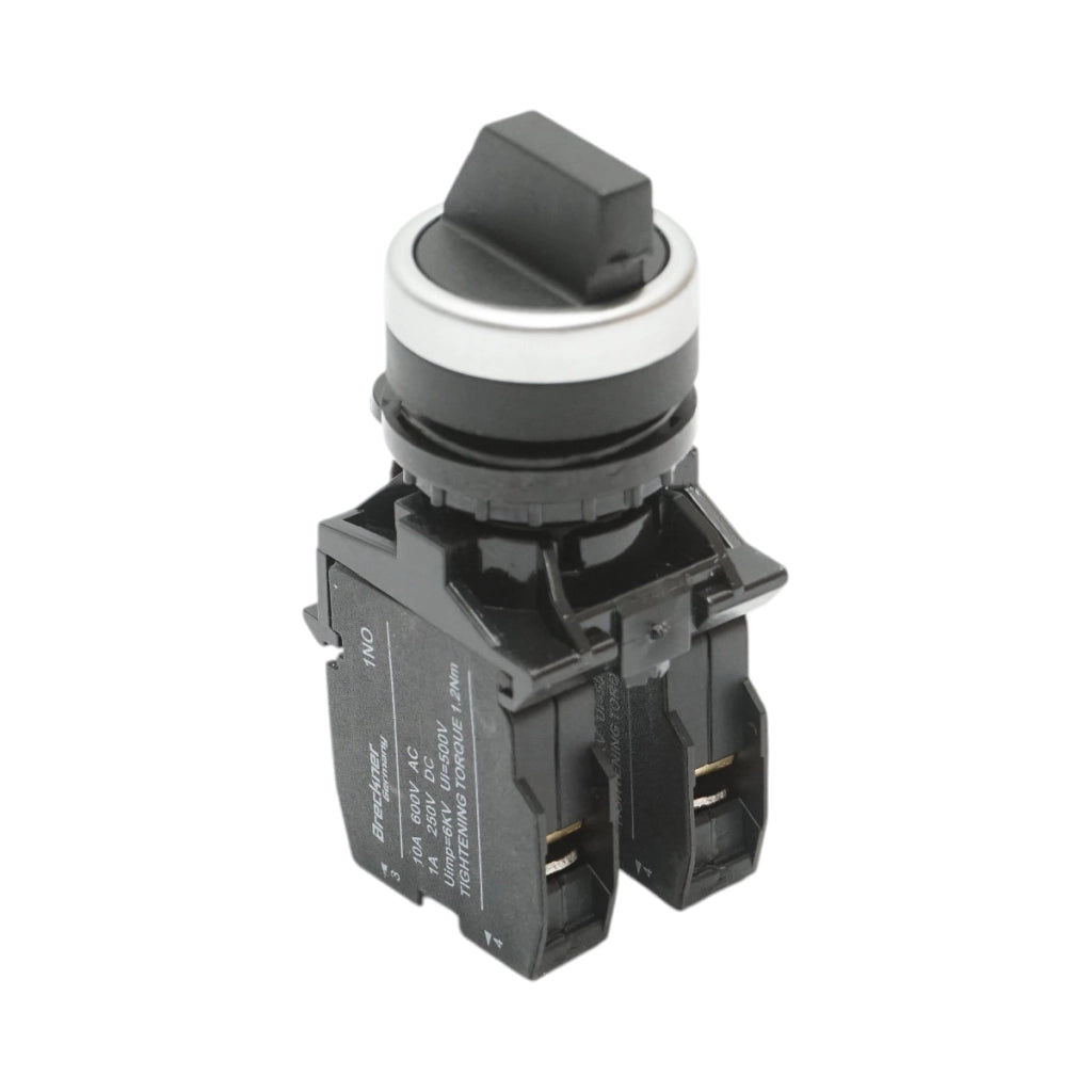 Selettore nero a 3 posizioni 2NO, 10A/600V AC, 1A/250V DC LA42 Breckner Germany