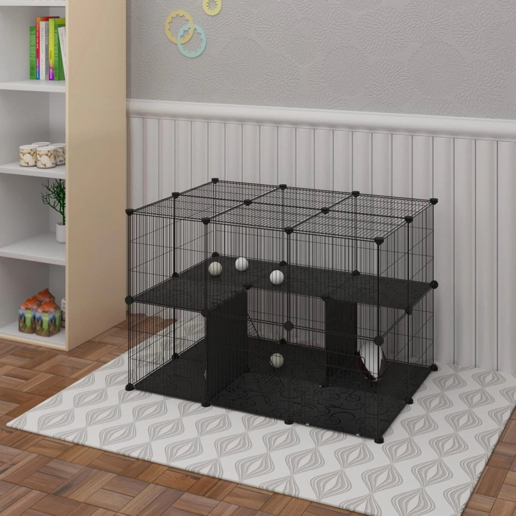 Recinto per Conigli, Recinto Conigli da Interno,DIY Recinzione Libera 38 Pannelli 35x35cm Acciaio e Resina, Box per Piccoli Animali, Recinto Modulare per Cincillà, Porcellini d'India