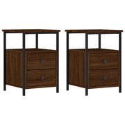 Set di 2 Comodini | Armadio da Notte | Mobiletto da notte Rovere Marrone 34x35,5x50 cm in Legno Multistrato