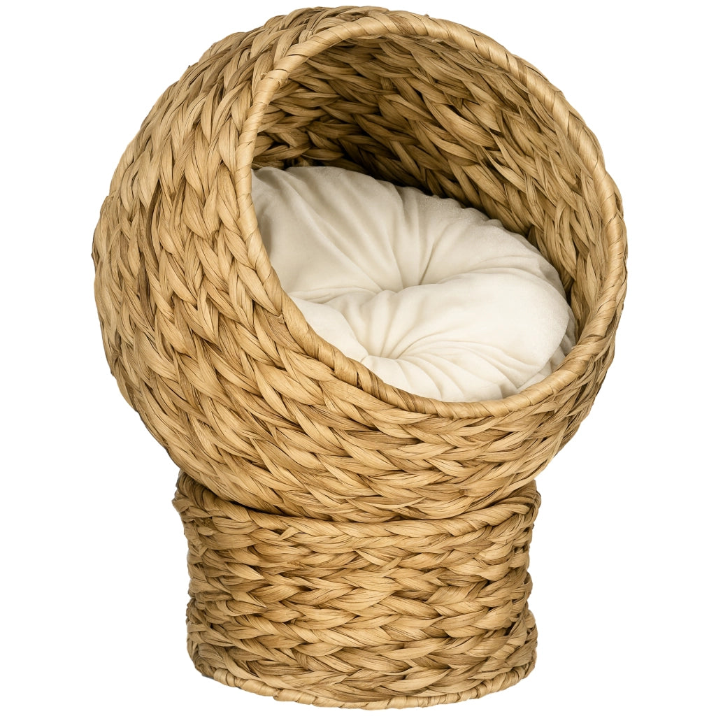 Letto per Gatti in Vimini ¨C zephmum ¨C Marrone e Beige 40x37x51 cm