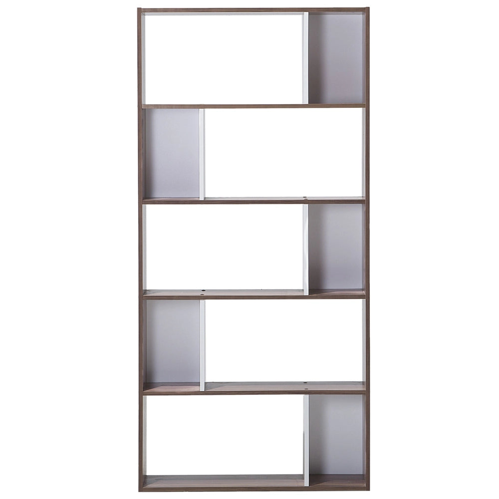 Libreria Legno Scuro e Bianco 174 x 83 cm Scaffali Grandi e Piccoli Scandinavi