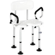 Sgabello da doccia regolabile con braccioli ¨C zephmum ¨C antiscivolo, carico 136 kg, bianco