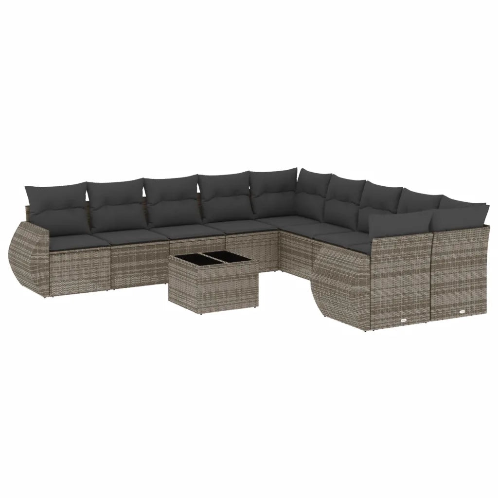 Set Divani da Giardino 11 pz con Cuscini in Polyrattan Grigio 3221919
