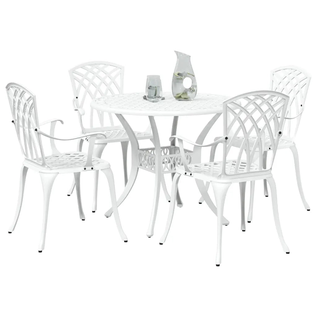 Set da Pranzo per Giardino 5 pcs Bianco Alluminio