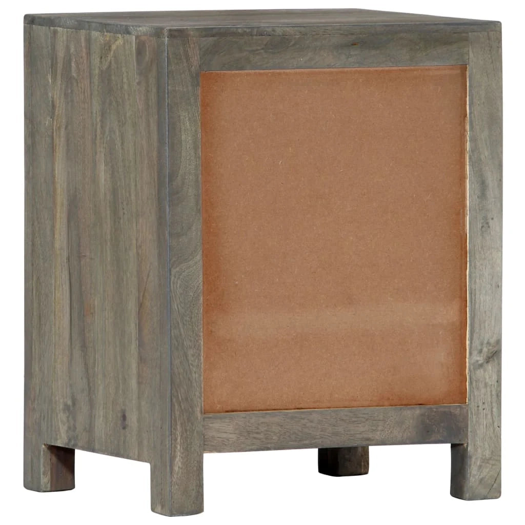 Comodino cassettiera mobile per camera da letto grigio 40x30x50 cm legno massello di mango 1402040