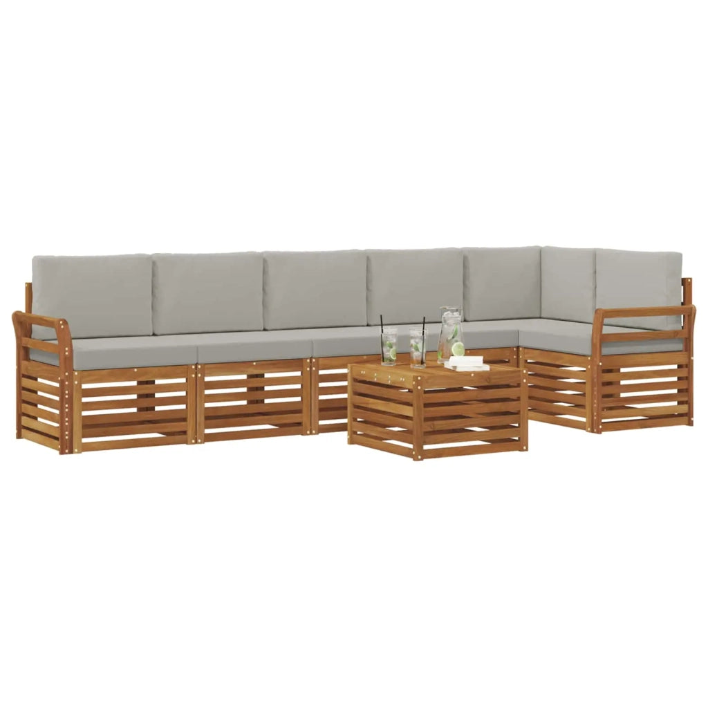 Set divano sezionale con cuscino 7 pcs Grigio Naturale e Chiaro 3374931