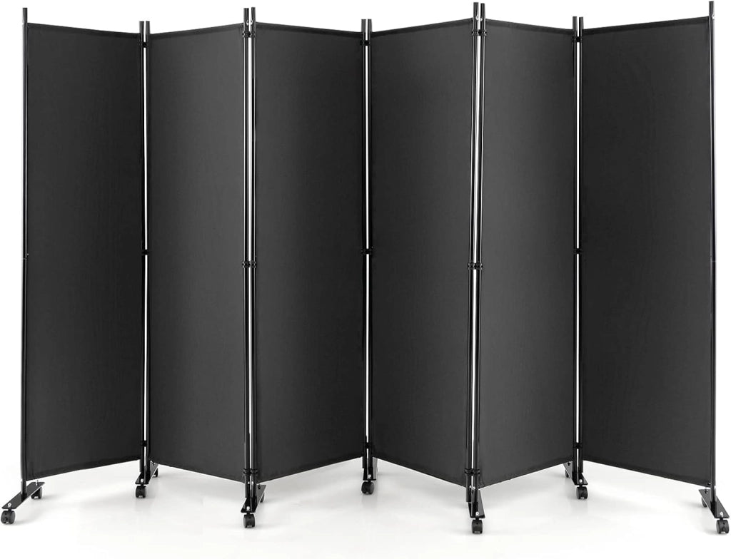 Paravento,Divisorio Interno su Rotelle, 6 Pezzi, 334,5 x 172 cm, Divisorio Pieghevole, 4 Colori
