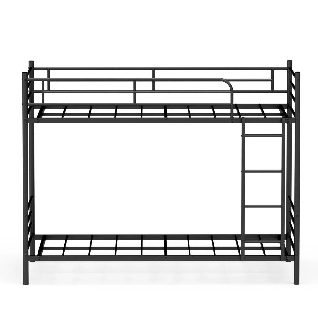 Letto a castello in acciaio nero 90 x 190 cm con scala e parapetto