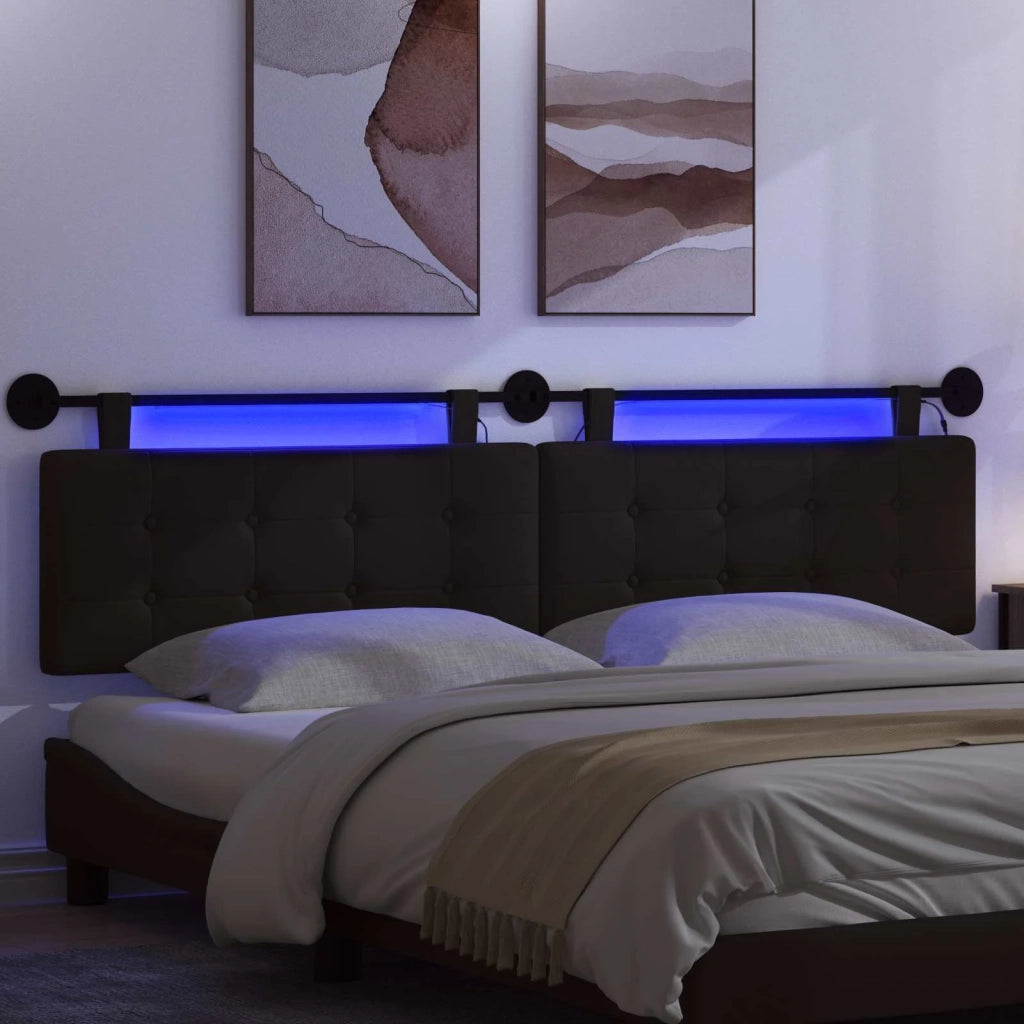 Testiera sospesa Con luce LED Nero Similpelle