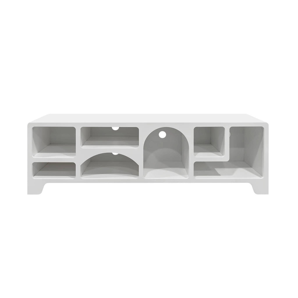 Mobilie tv organico effetto legno bianco, 160cm, bianco