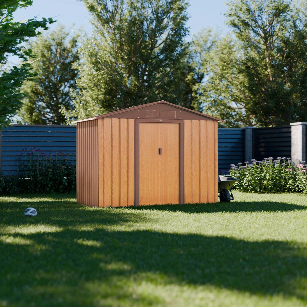 Riparo da giardino 2,71m² con kit di ancoraggio, quercia
