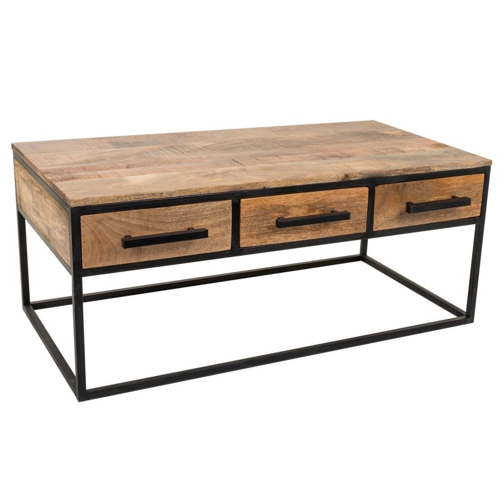Tavolino in legno e metallo marrone 119x61x48h