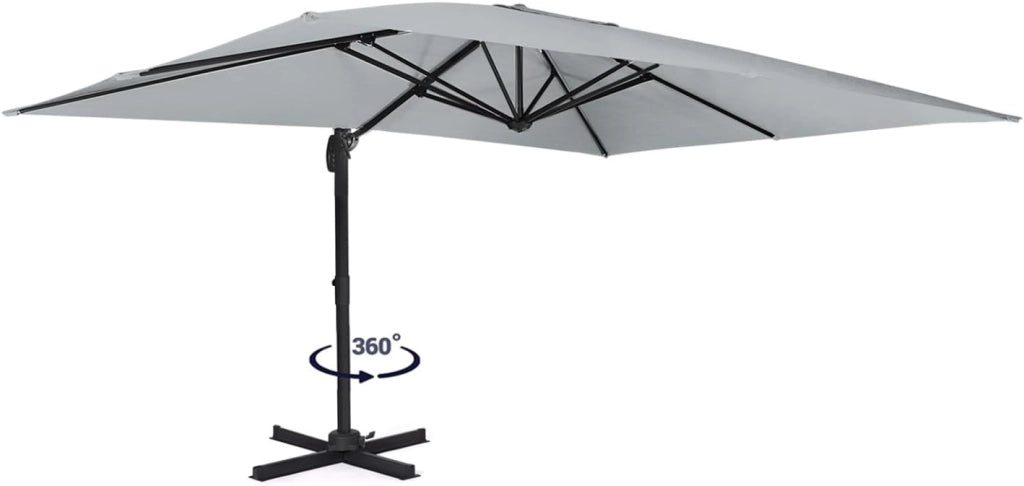 Ombrellone Calvi inclinabile a 360°, Grigio Chiaro 3x4 M con Copertura