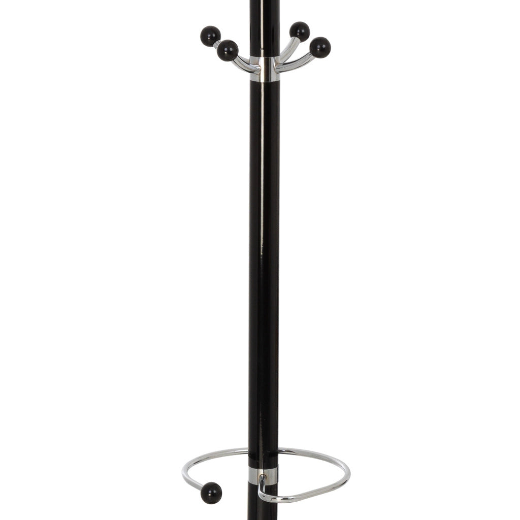 Perchero de metal negro con paraguero y 5 ganchos D36X172h cm