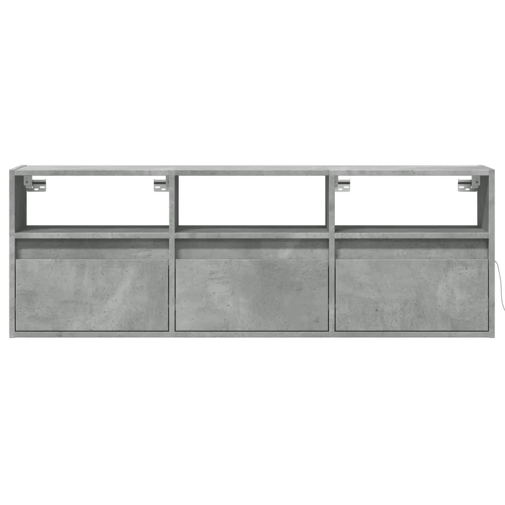 Mobile TV multimediale scaffale TV credenza mobile TV sala da pranzo soggiorno camera da letto montaggio a parete con luci LED 130 x 31 x 45 cm grigio 02_0027859
