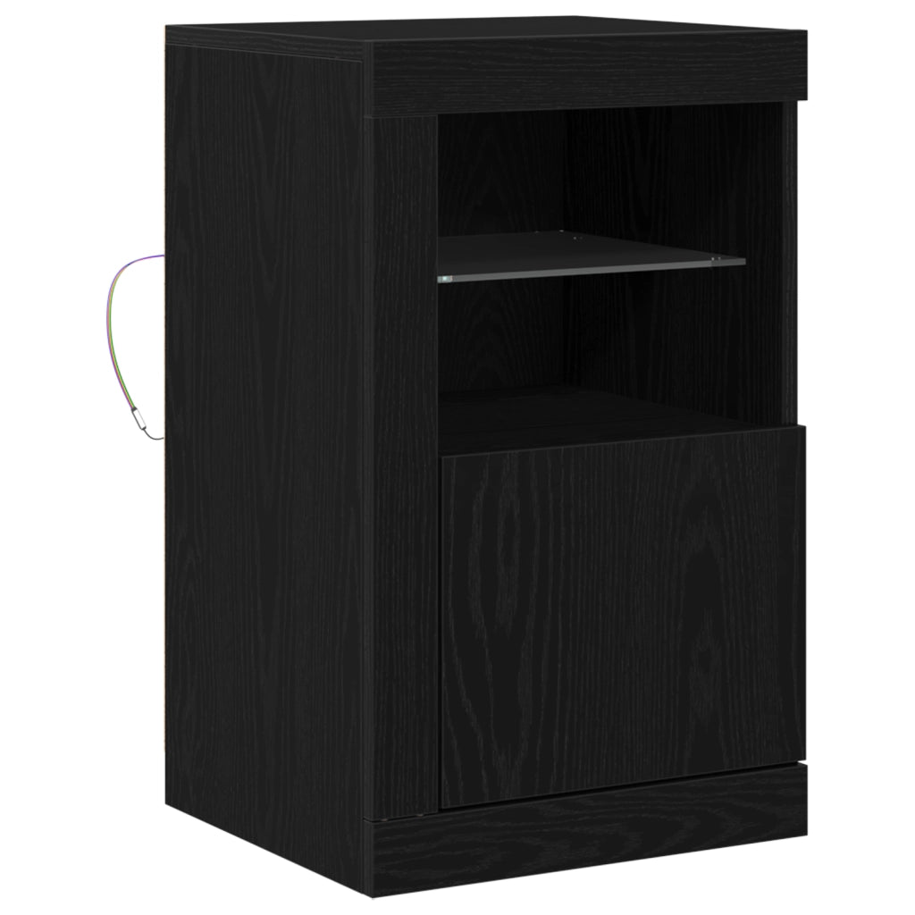 Sideboard con Luci LED Rovere Nero 41x37x67 cm