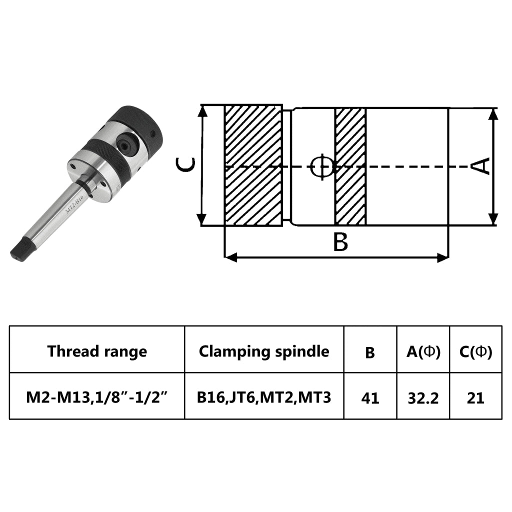 Mandrino Maschiatura B16 Gambo MT2 Filettatura Interna M2-M13 146685