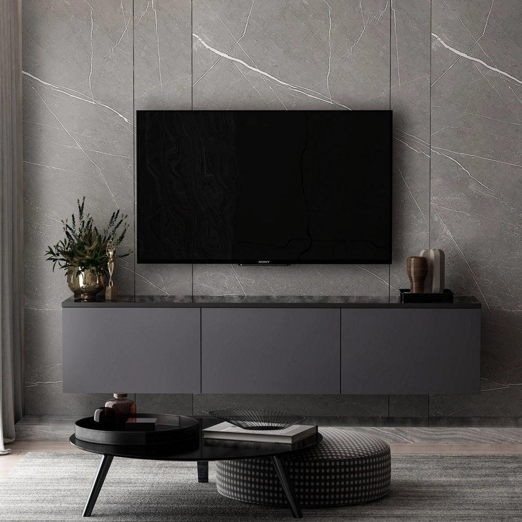 Surrigone, Mobile Porta tv 3 Vani, 160x32x35h cm Nero Antracite