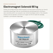 Elettromagnete a solenoide - 80 kg di forza di attrazione - Diametro 65 mm - Tensione DC 12V 13W - Per applicazioni industriali - Alta qualità