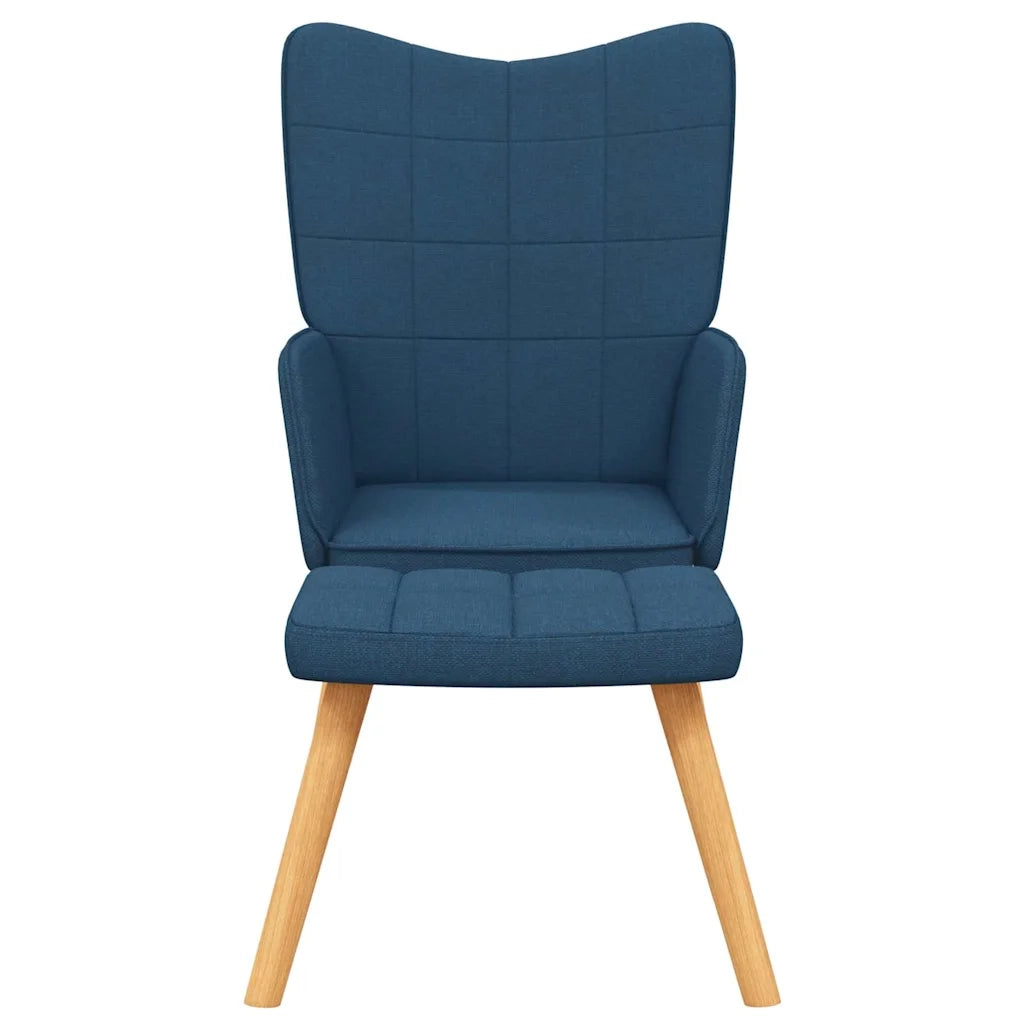 Divano Sedia-Poltrona Relax con Poggiapiedi Blu in Tessuto 638042
