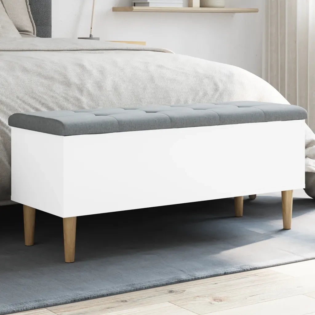 Panca Portaoggetti Bianca 102x42x46 cm in Legno Multistrato 835082