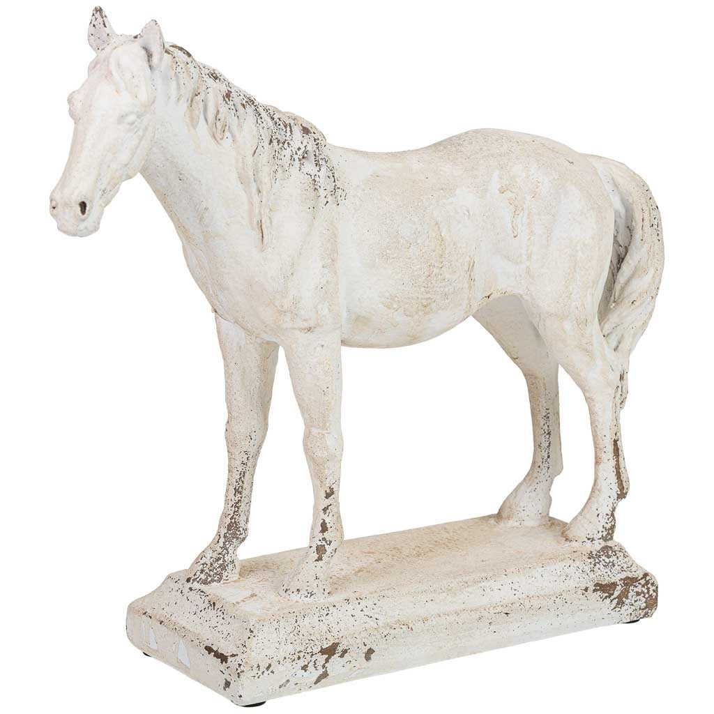 Statuetta decorativa a forma di cavallo in resina bianca, 38 x 11 x 32,5 cm (altezza)