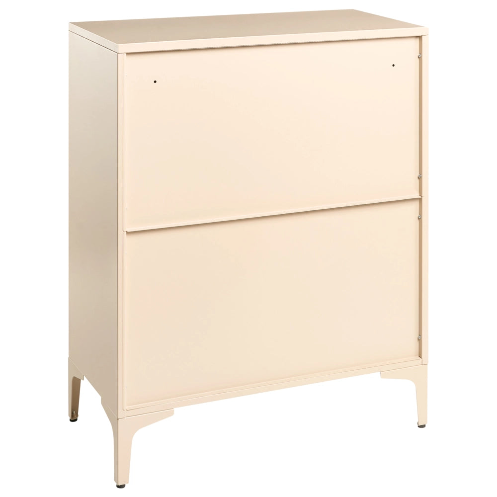 Cassettiera in acciaio verniciato beige chiaro 4 cassetti mobile contenitore per ufficio domestico e soggiorno stile industriale