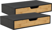 Set di 2 pannelli di parete Bokn con cassetto di bambù - comodino da notte fluttuante 40x24x8 cm nero
