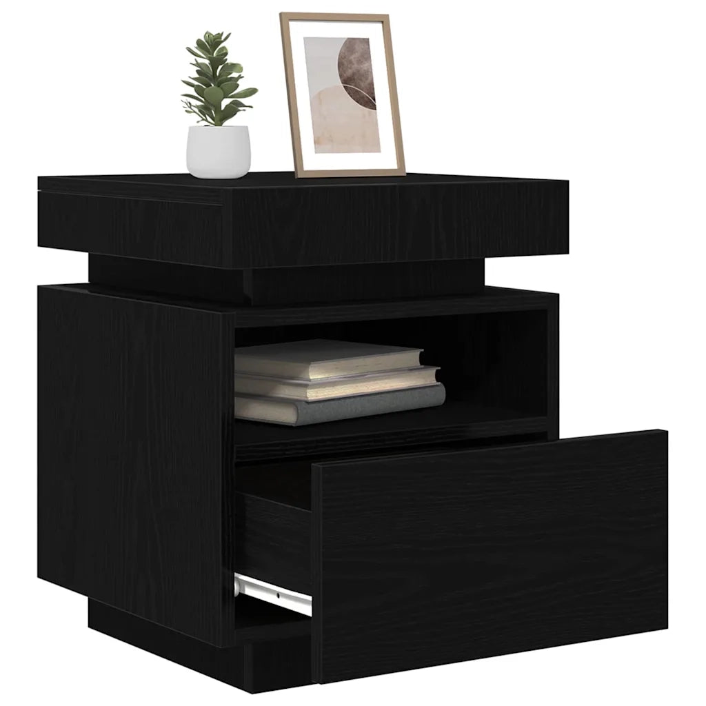 Set di 2 Comodini | Armadio da Notte | Mobiletto da notte Rovere Nero 40 x 39 x 48,5 cm
